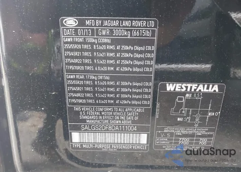 2013 Land Rover Range Rover Hse from USA, damaged, VIN SALGS2DF8DA111004